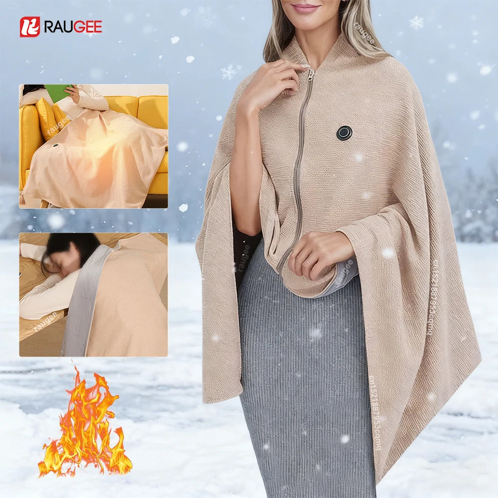 Heated Blanket USB Wearable Electric Blanket Portable Warmer Blanket for Shoulder Electric Heating Shawl with 3 Tem Setting